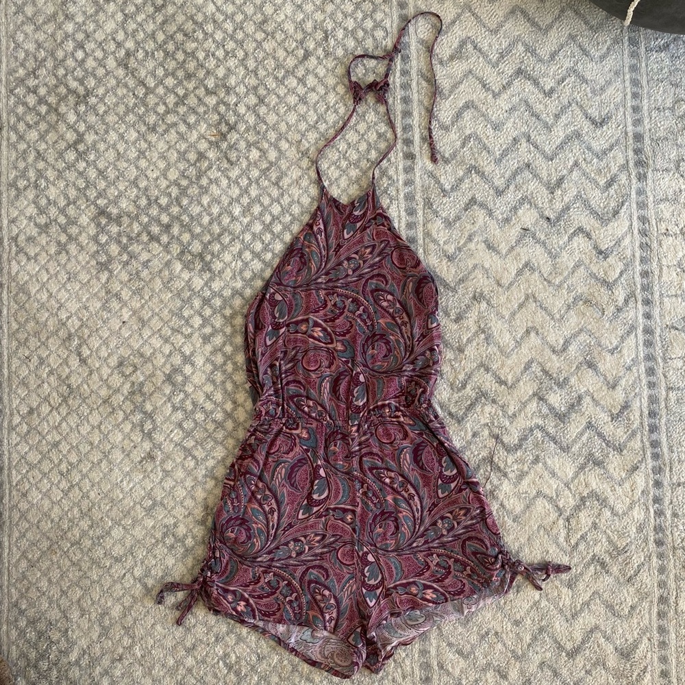 Kendall & Kylie romper with tie neck and pockets